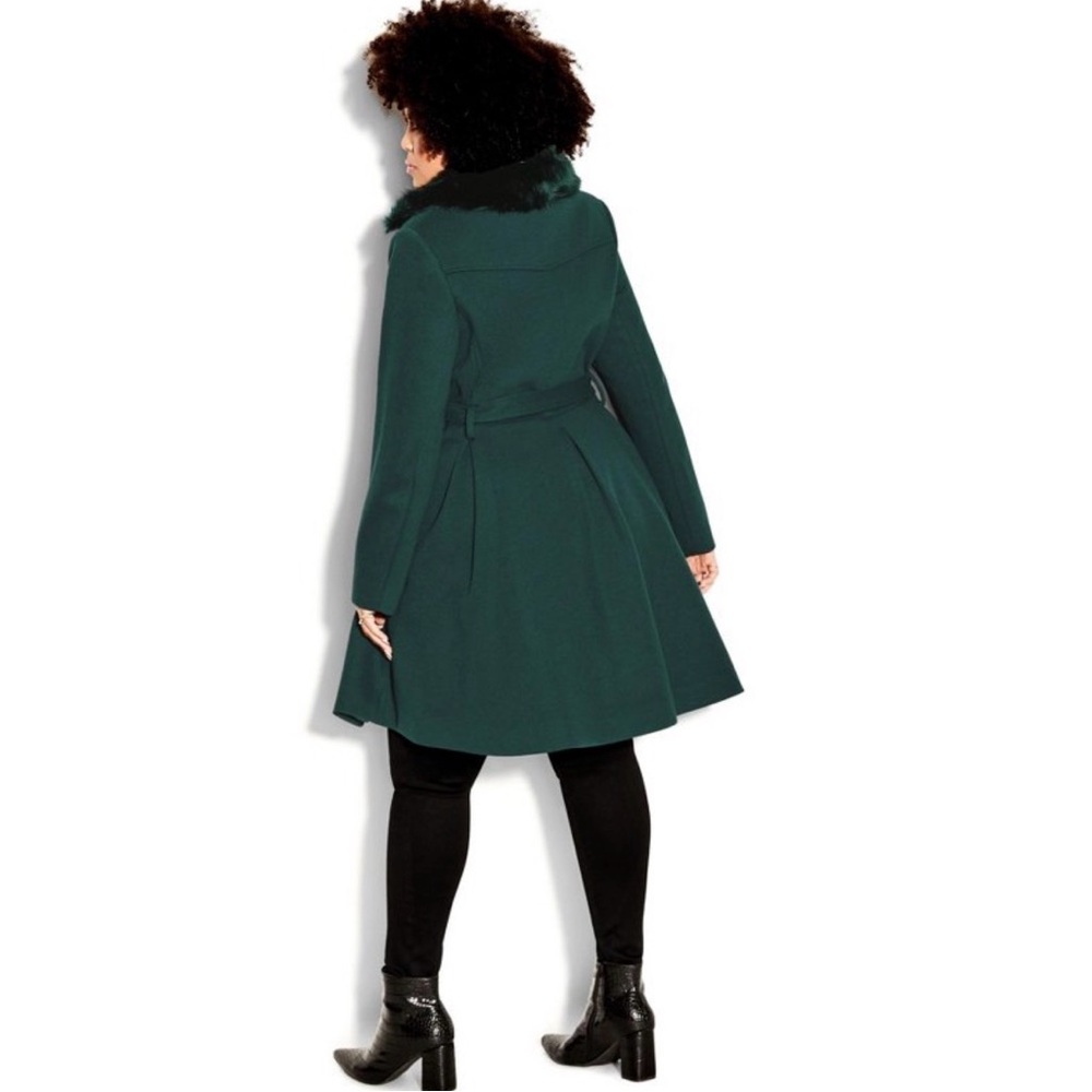 NWT City Chic Blushing Belle Coat - Jade Green - Size 20 / L - Picture 2 of 16